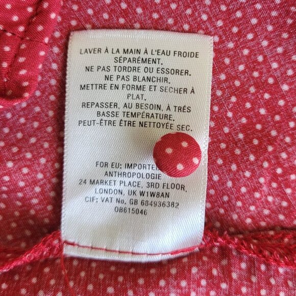 Anthropologie Maeve Red White Polka Dot Dolman Sleeve Blouse Sz S EUC - Picture 6 of 11
